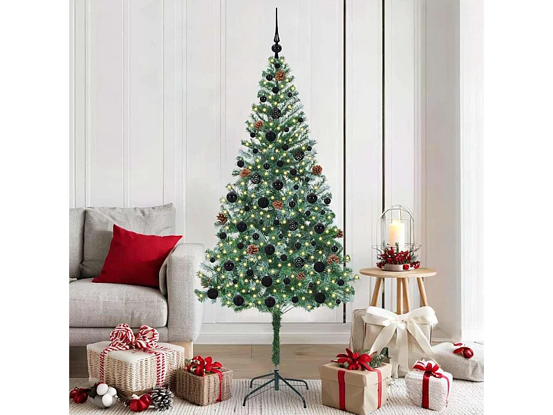 Árvore de Natal Artificial com 300 LEDs Verde 180 cm PVC e Aço
