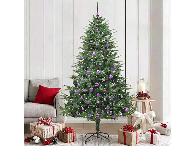 Sapin de Noël artificiel pré-éclairé avec set de boules Vert