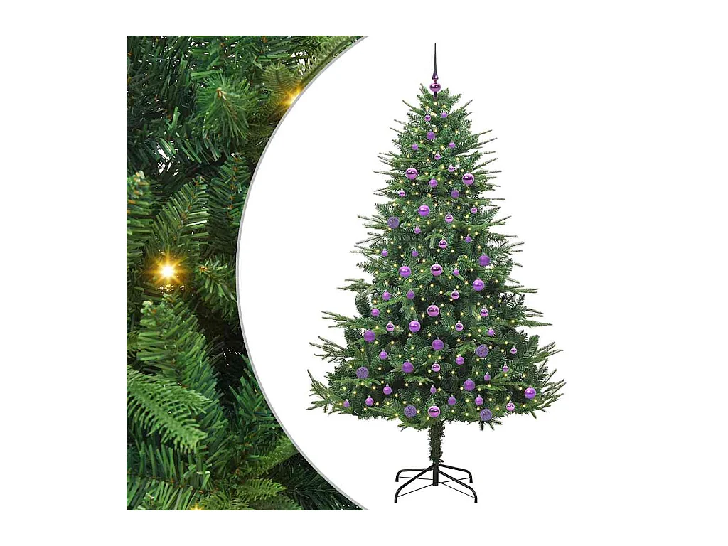 Sapin de Noël artificiel pré-éclairé avec set de boules Vert