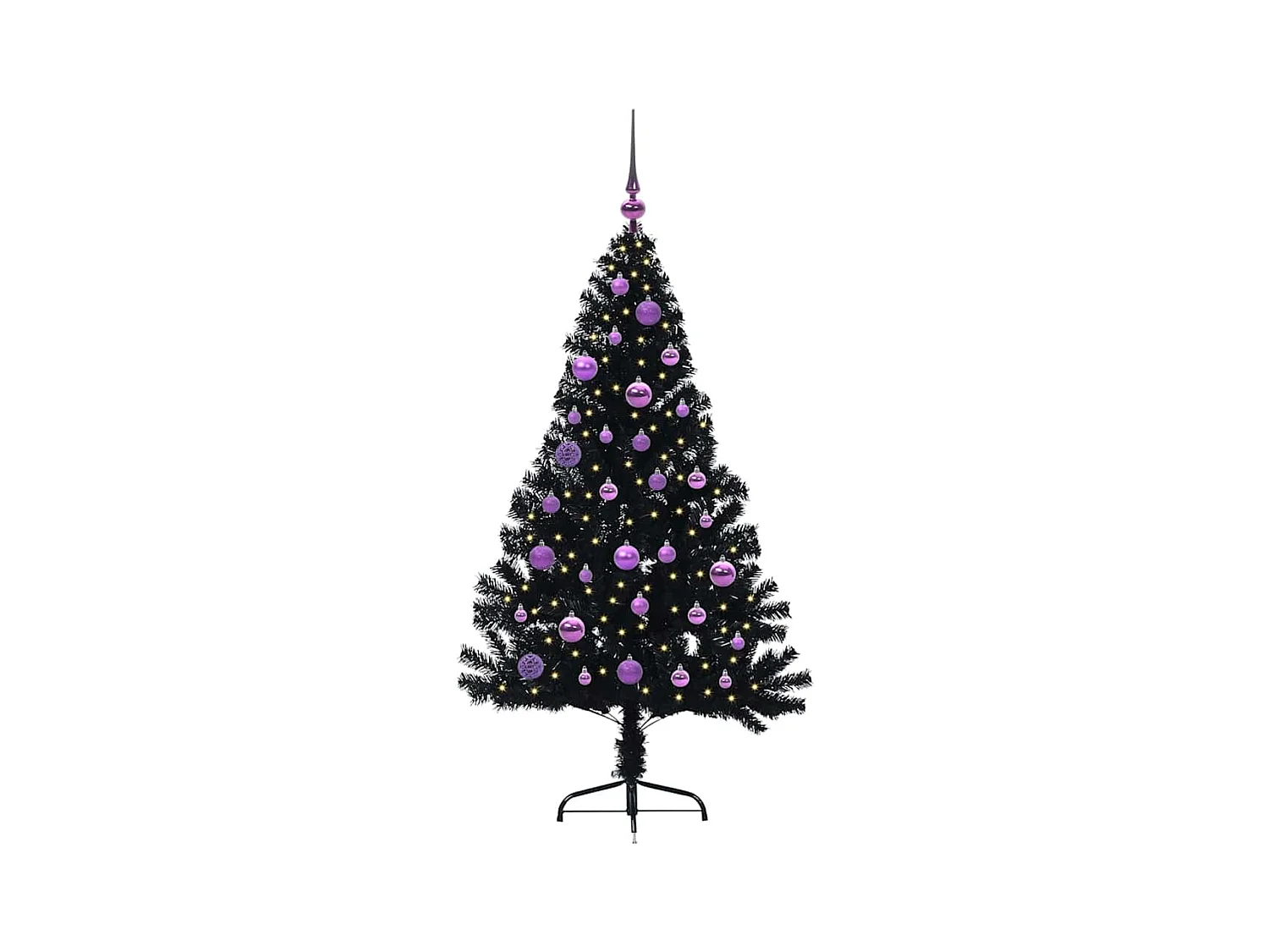 Árbol de Navidad Artificial Preiluminado Negro 150 cm PVC