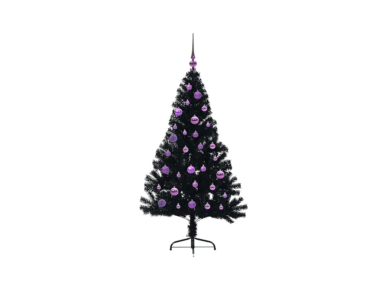 Árbol de Navidad Artificial Preiluminado Negro 150 cm PVC