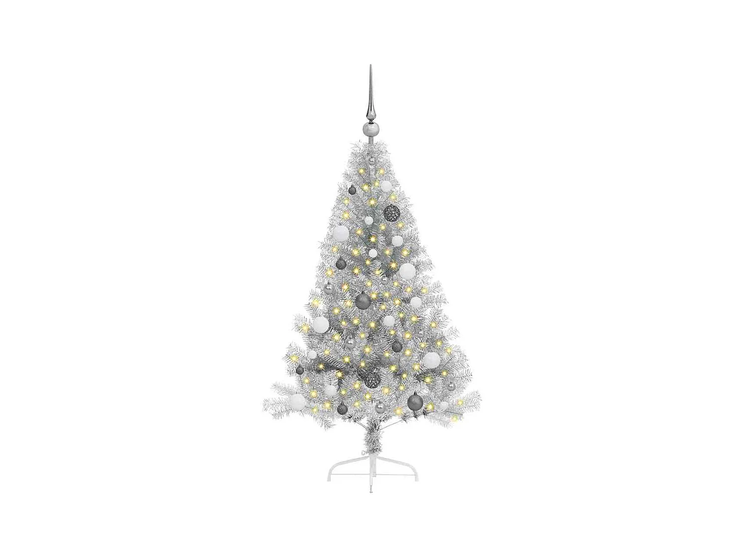 Sapin de Noël artificiel pré-éclairé Argent 150 cm PET