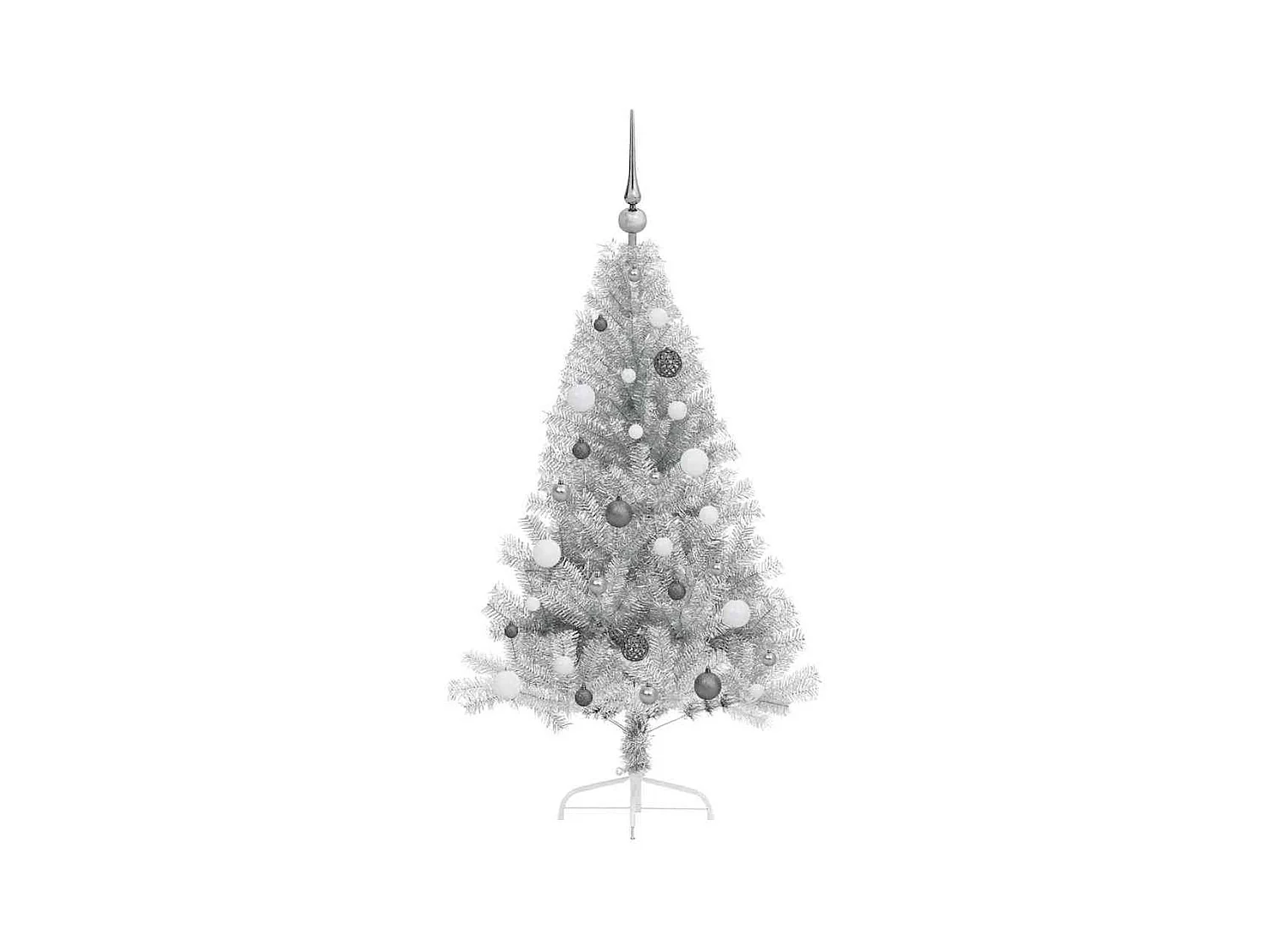 Sapin de Noël artificiel pré-éclairé Argent 150 cm PET
