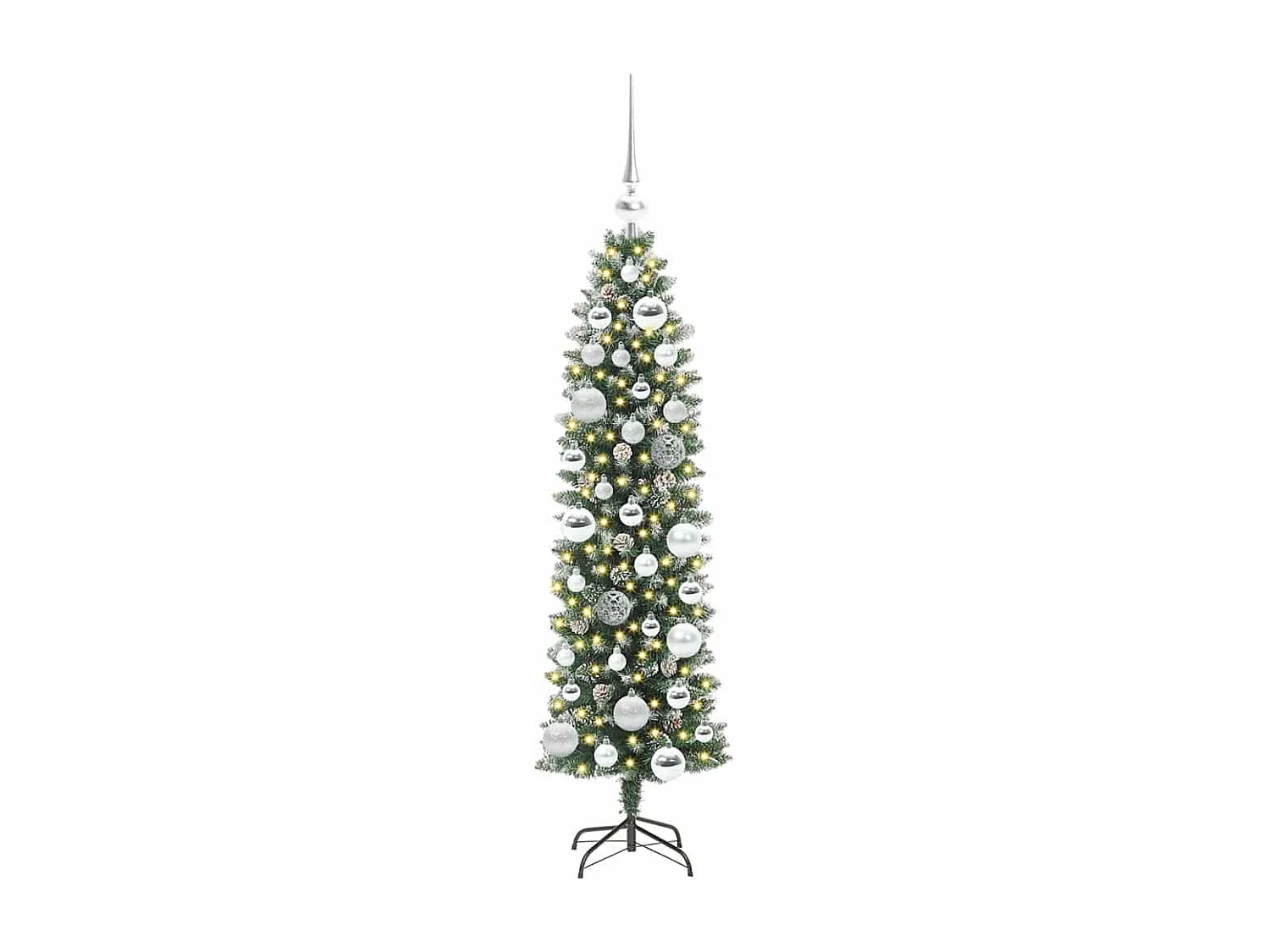 Arbre de Noël artificiel slim avec 150 LED Vert et blanc 120 cm