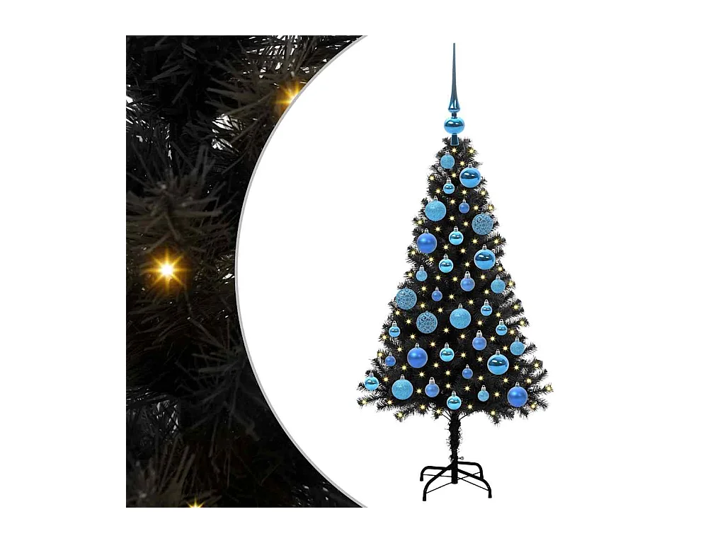 Árvore de Natal com 150 LEDs com suporte Preto 120 cm PVC