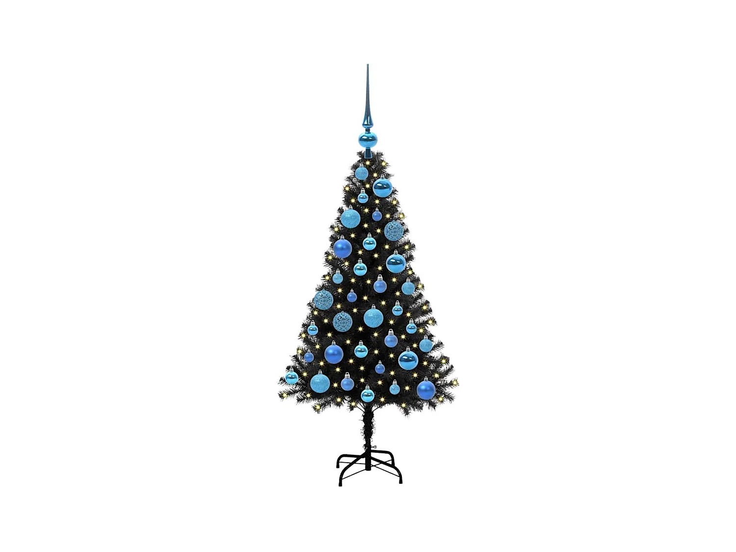 Árvore de Natal com 150 LEDs com suporte Preto 120 cm PVC