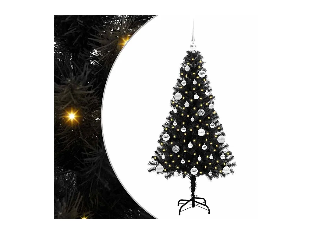 Árbol de Navidad con 150 LED con soporte Negro 150 cm PVC