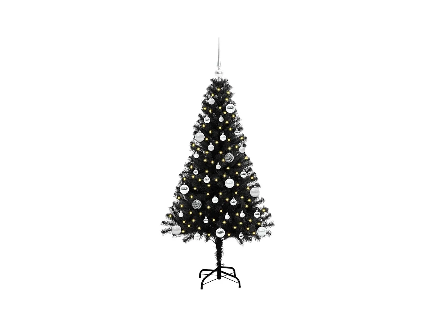 Árbol de Navidad con 150 LED con soporte Negro 150 cm PVC
