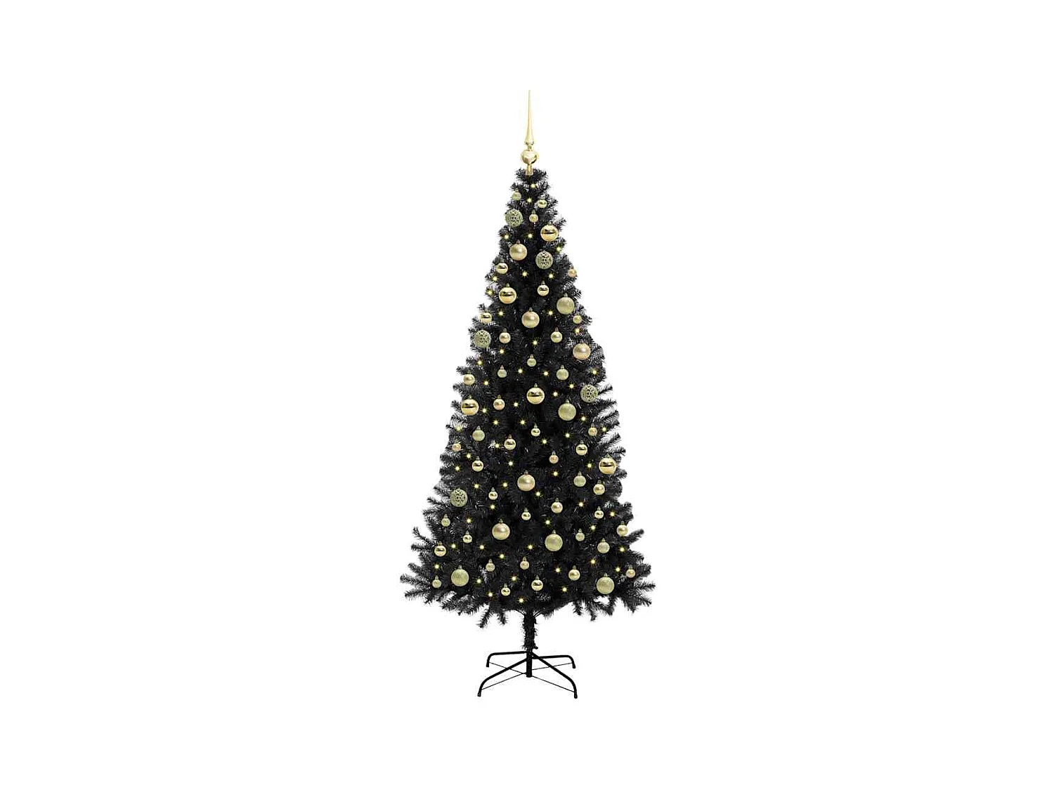 Sapin de Noël avec 300 LED avec support Noir 180 cm PVC