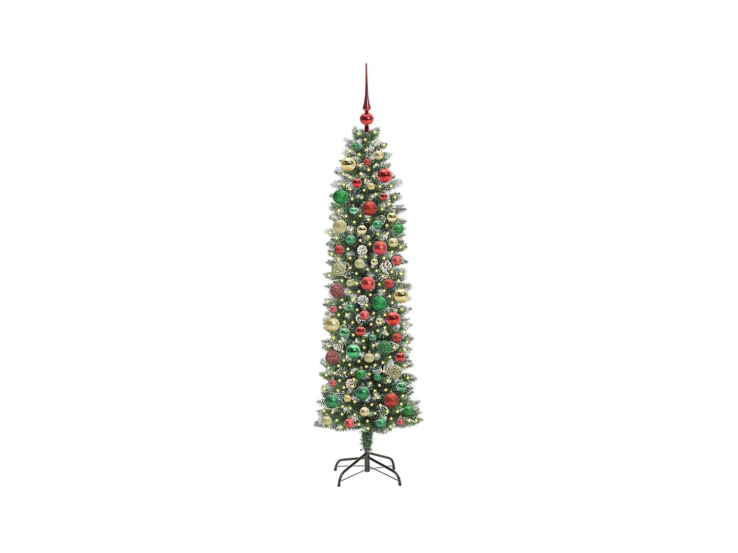 Kunstmatige slanke kerstboom met 300 LED Groen en wit 180 cm