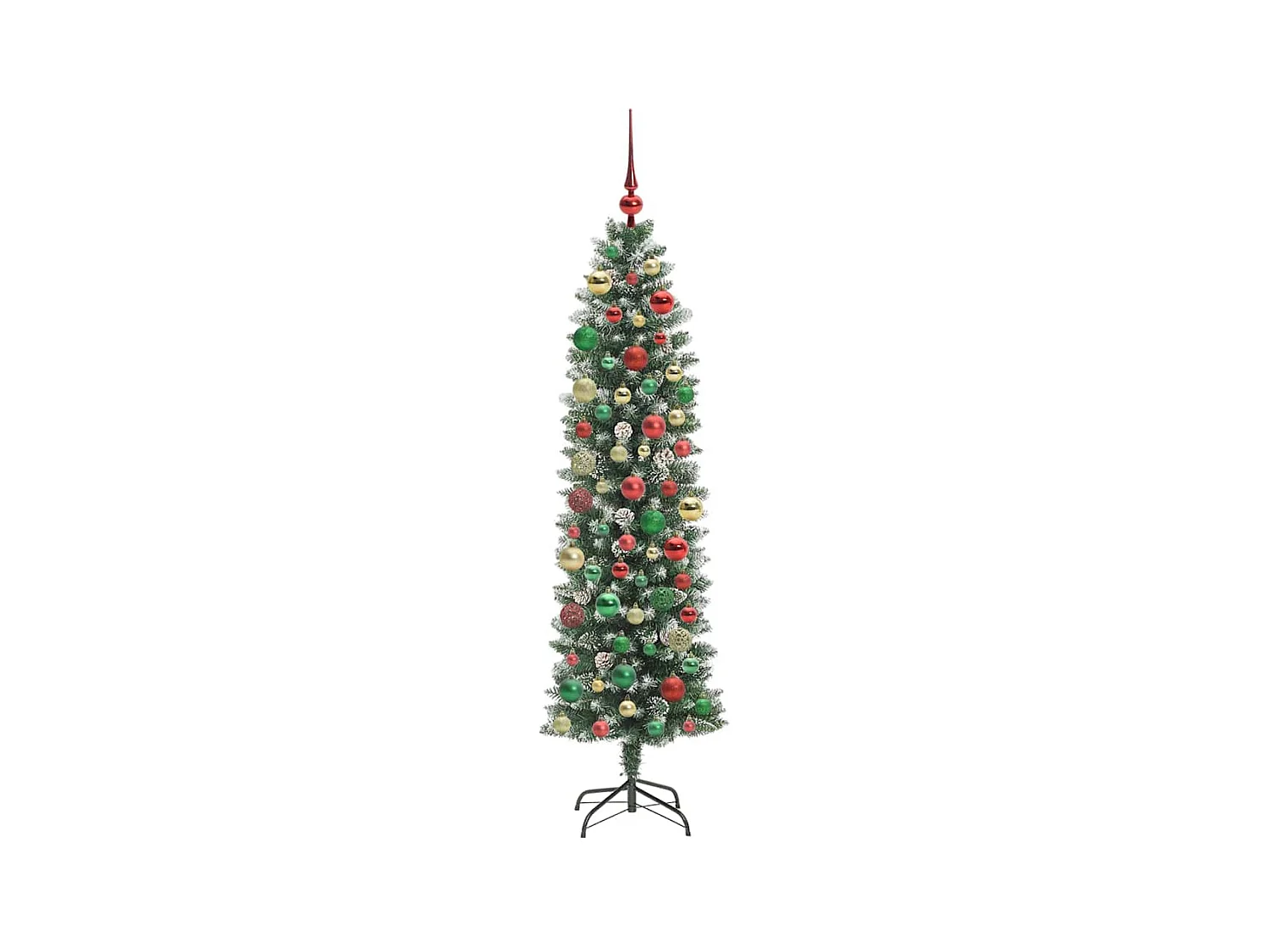 Kunstmatige slanke kerstboom met 300 LED Groen en wit 180 cm