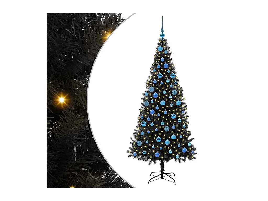 Árvore de Natal com 300 LEDs com suporte Preto 180 cm PVC