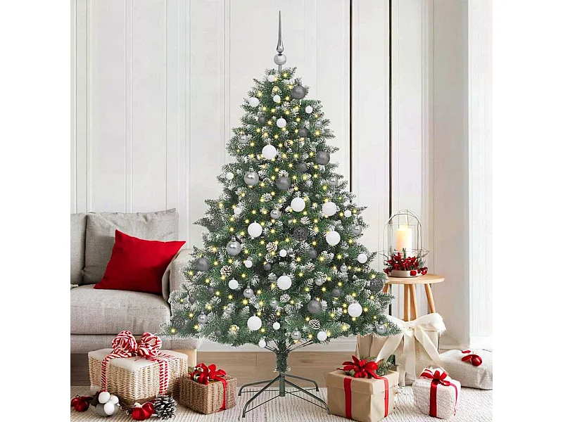 Kunstkerstboom met LED -striplichten Groen 180cm PVC
