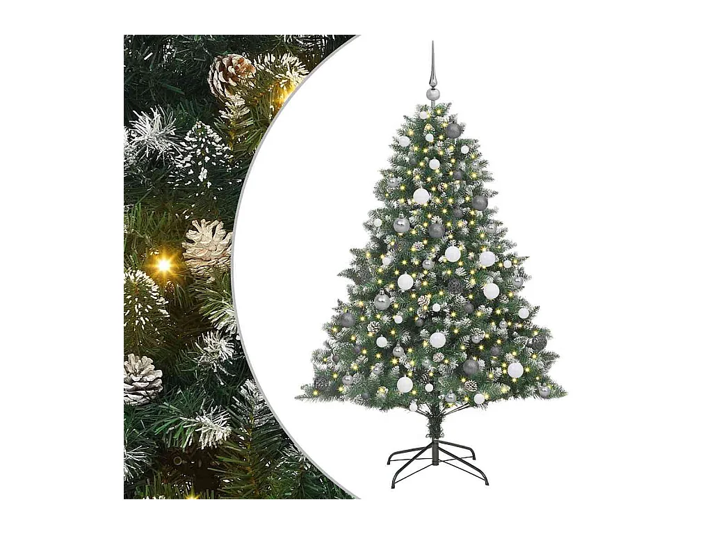 Kunstkerstboom met LED -striplichten Groen 180cm PVC