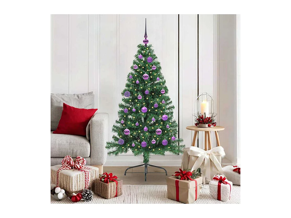 Sapin de Noël artificiel pré-éclairé Vert 150 cm PVC