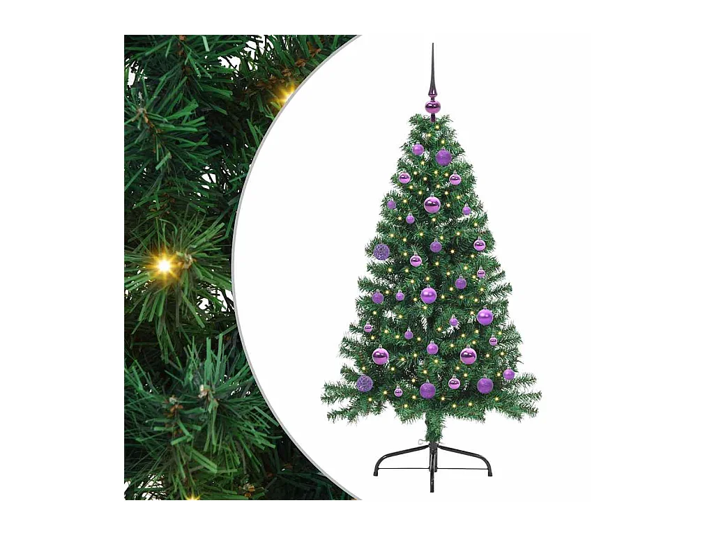 Sapin de Noël artificiel pré-éclairé Vert 150 cm PVC