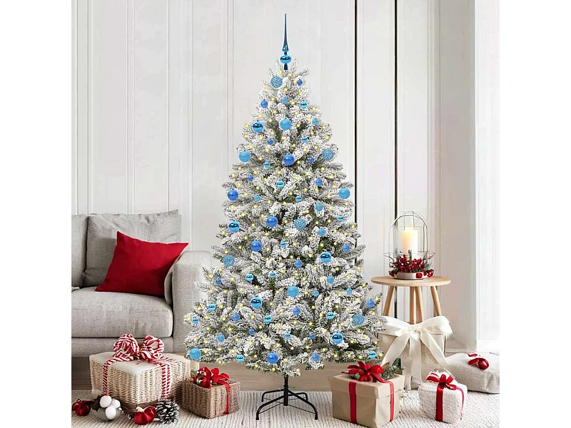 Sapin de Noël artificiel Vert et blanc 180 cm PVC et métal