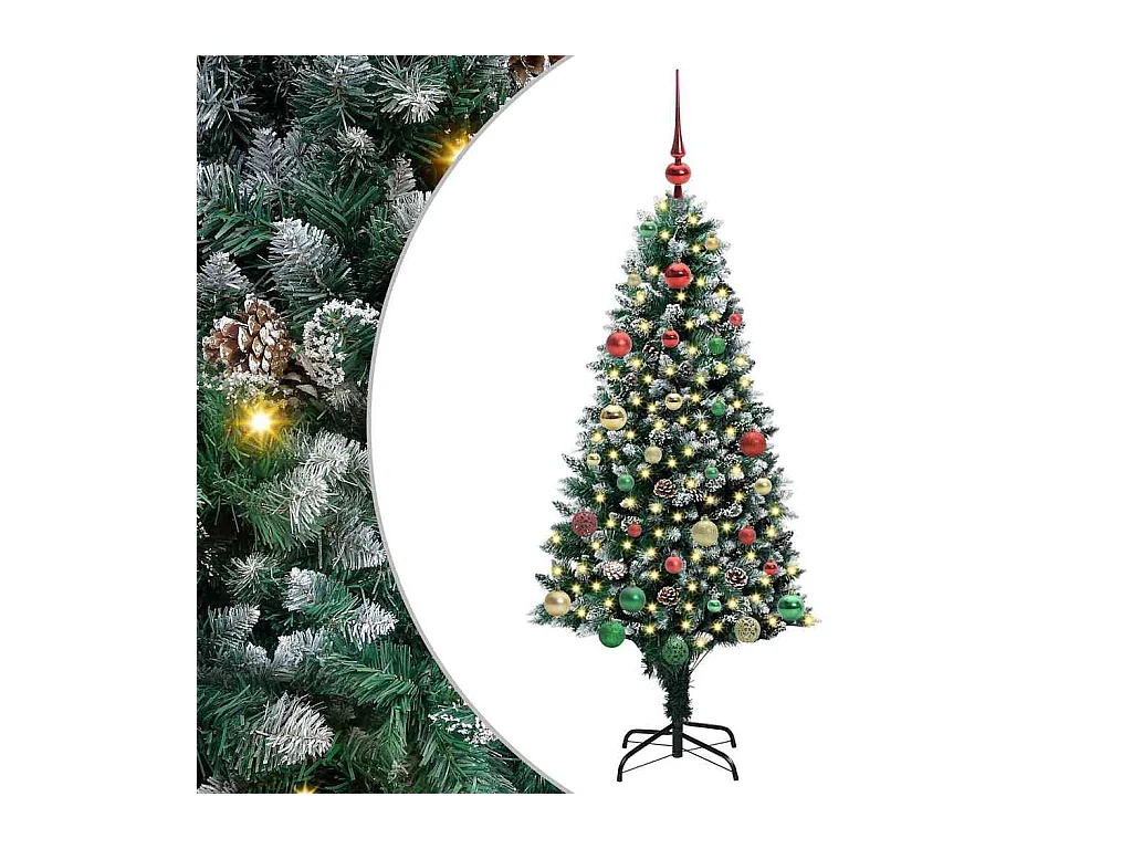 Árbol de Navidad artificial Verde 150 cm PVC y Acero y Plástico