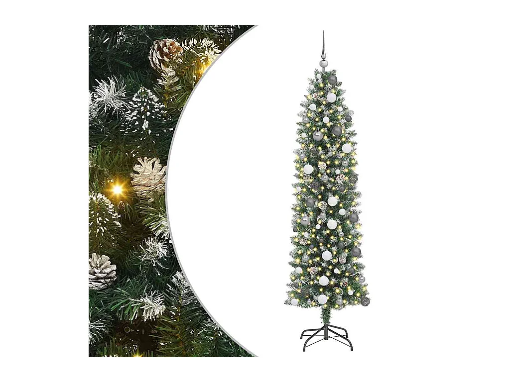 Arbre de Noël artificiel slim avec 300 LED Vert 210 cm