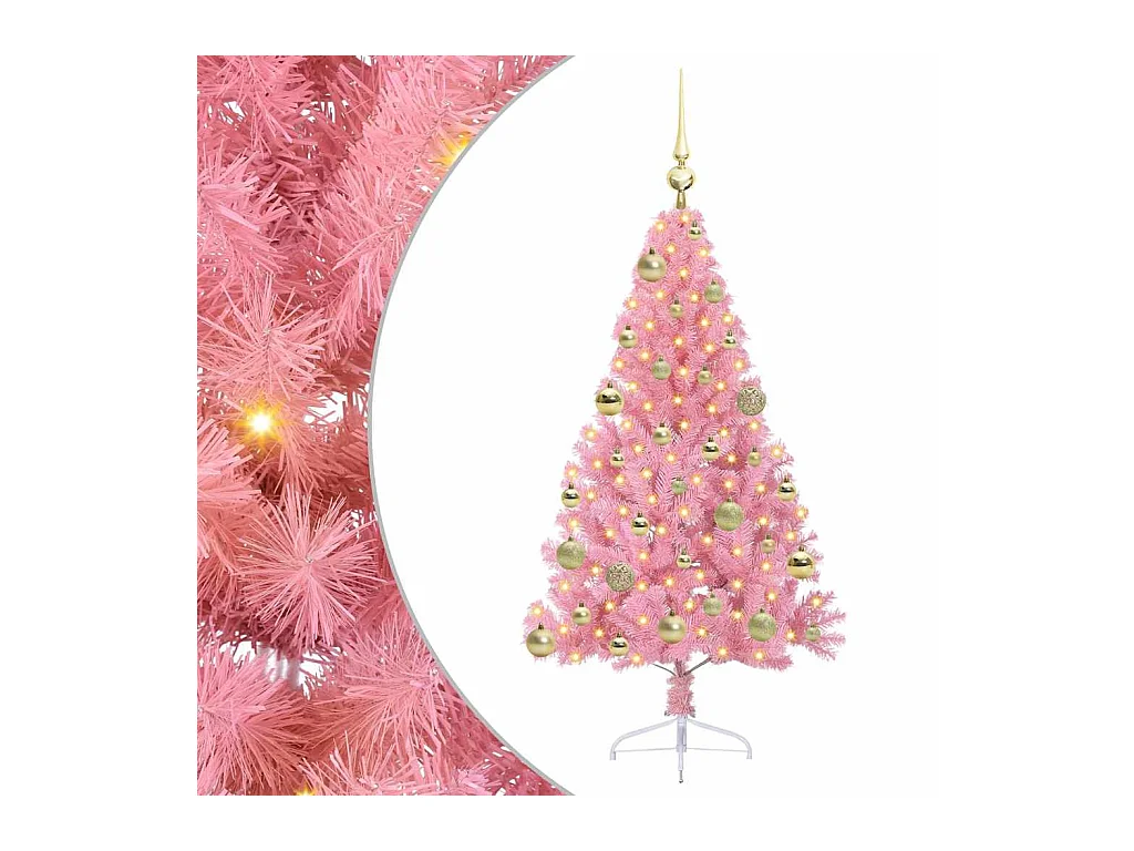 Sapin de Noël artificiel pré-éclairé Rose 120 cm PVC