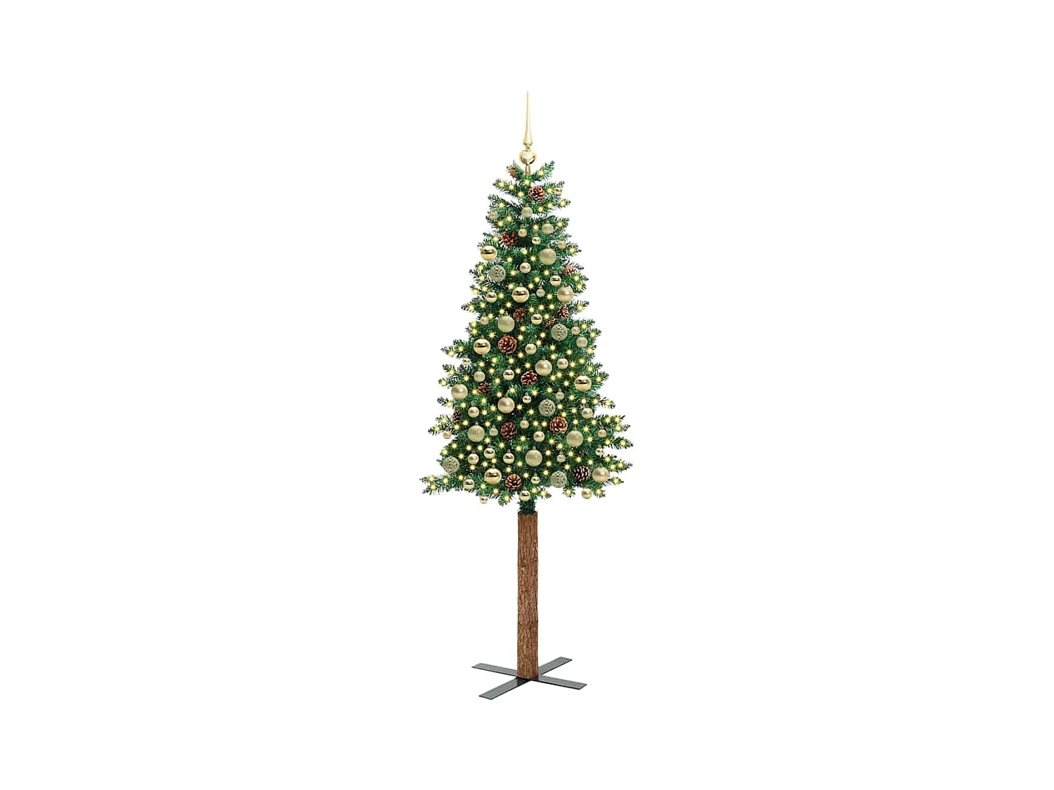 Slanke Kerstboom Groen 210 cm PVC en massief dennenhout