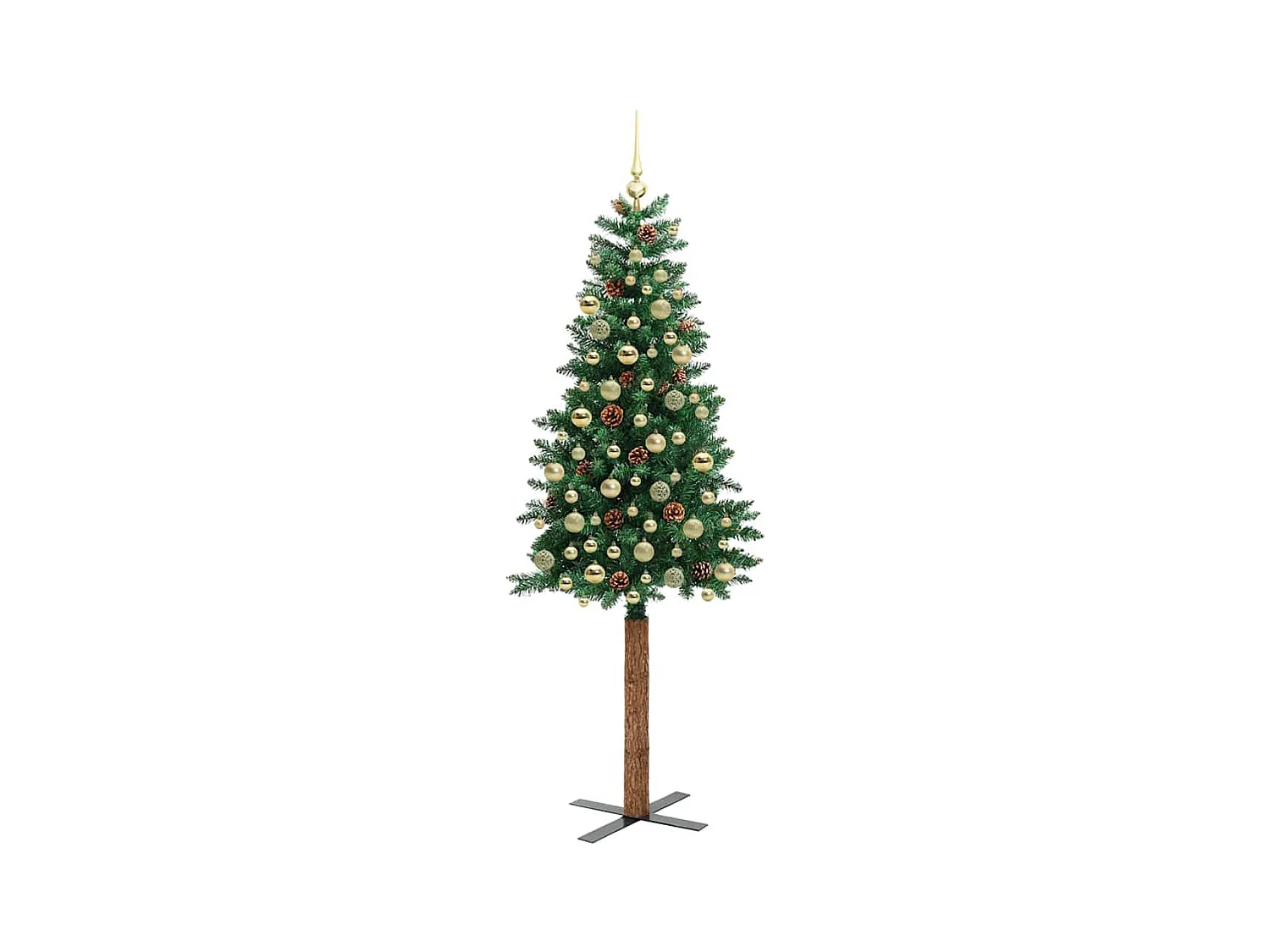 Slanke Kerstboom Groen 210 cm PVC en massief dennenhout