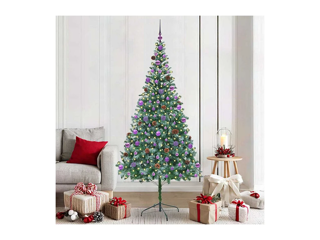 Árvore de Natal Artificial com 300 LEDs Verde 210 cm PVC e Aço