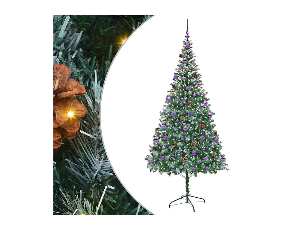 Árvore de Natal Artificial com 300 LEDs Verde 210 cm PVC e Aço