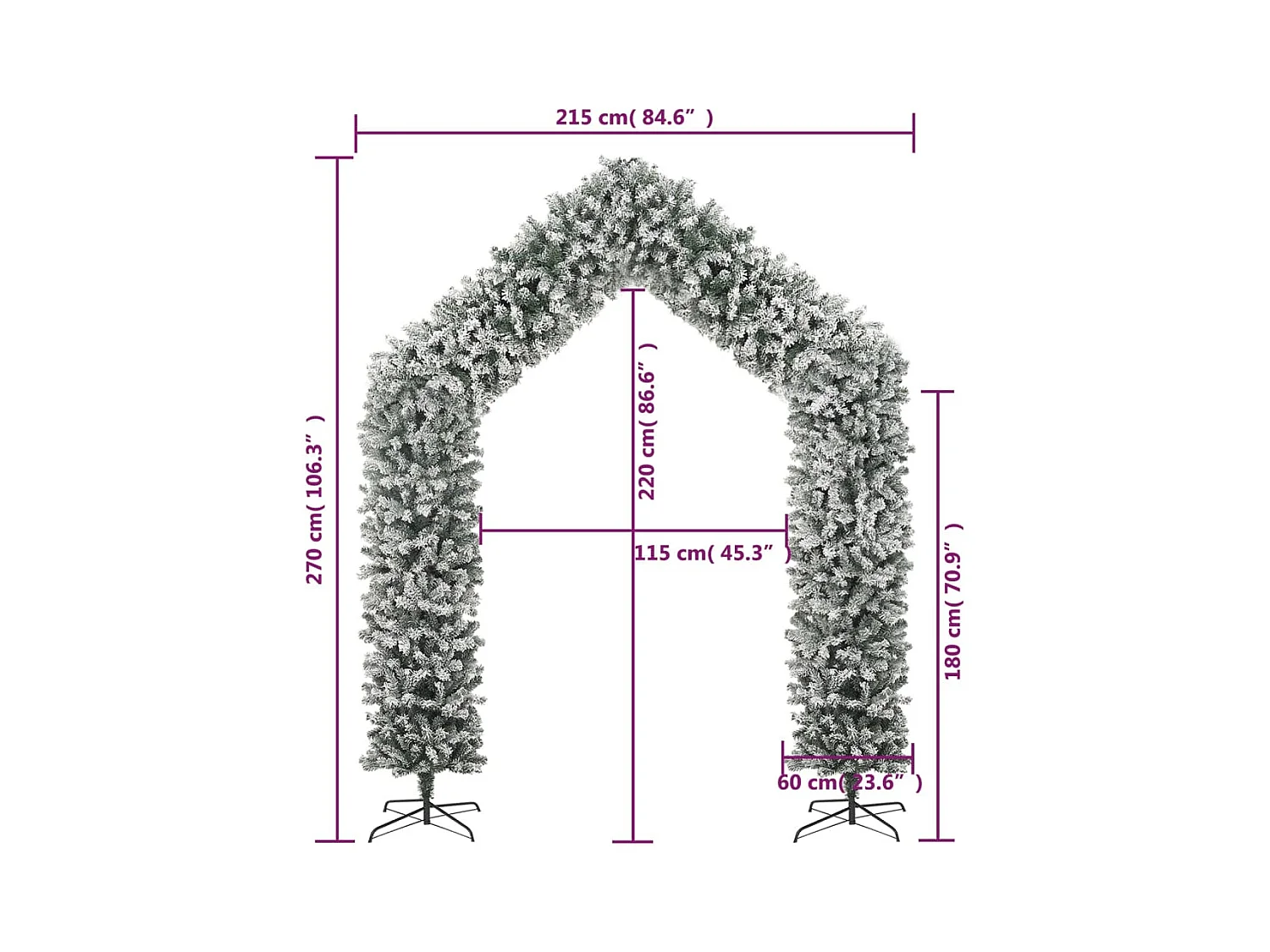Kerstboog met sneeuwvlokken 270 cm