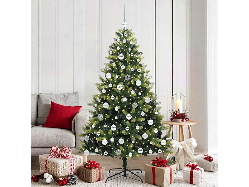 Arbre de Noël Artificiel Pliable 300 LEDs Vert 180 cm PVC et PE