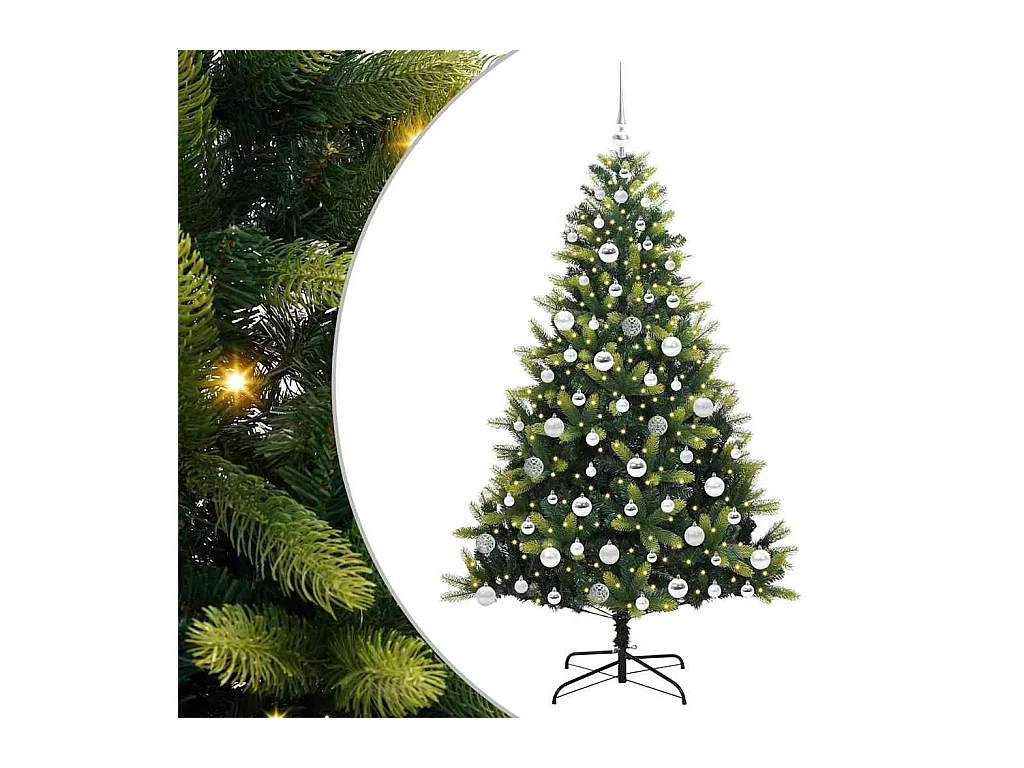 Árbol de Navidad Artificial Plegable 300 LEDs Verde 180 cm