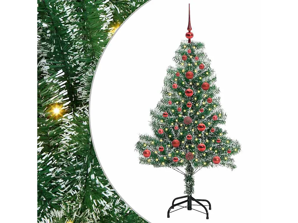 Kunstkerstboom Sneeuw Gevlokt met LED Licht Groen en Wit 120 cm