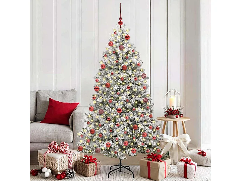 Sapin de Noël artificiel Vert et blanc 180 cm PVC et métal