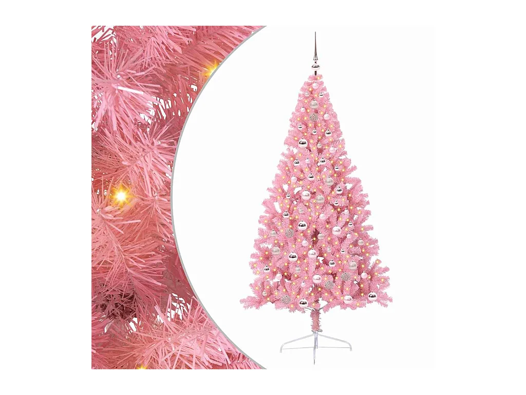 Sapin de Noël artificiel pré-éclairé Rose 210 cm PVC