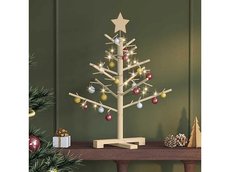 Arbre de Noël en bois Naturel 75 cm Bois massif en pin