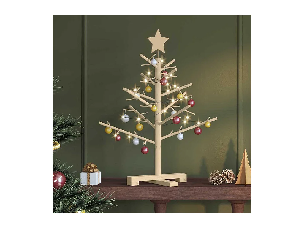 Arbre de Noël en bois Naturel 75 cm Bois massif en pin