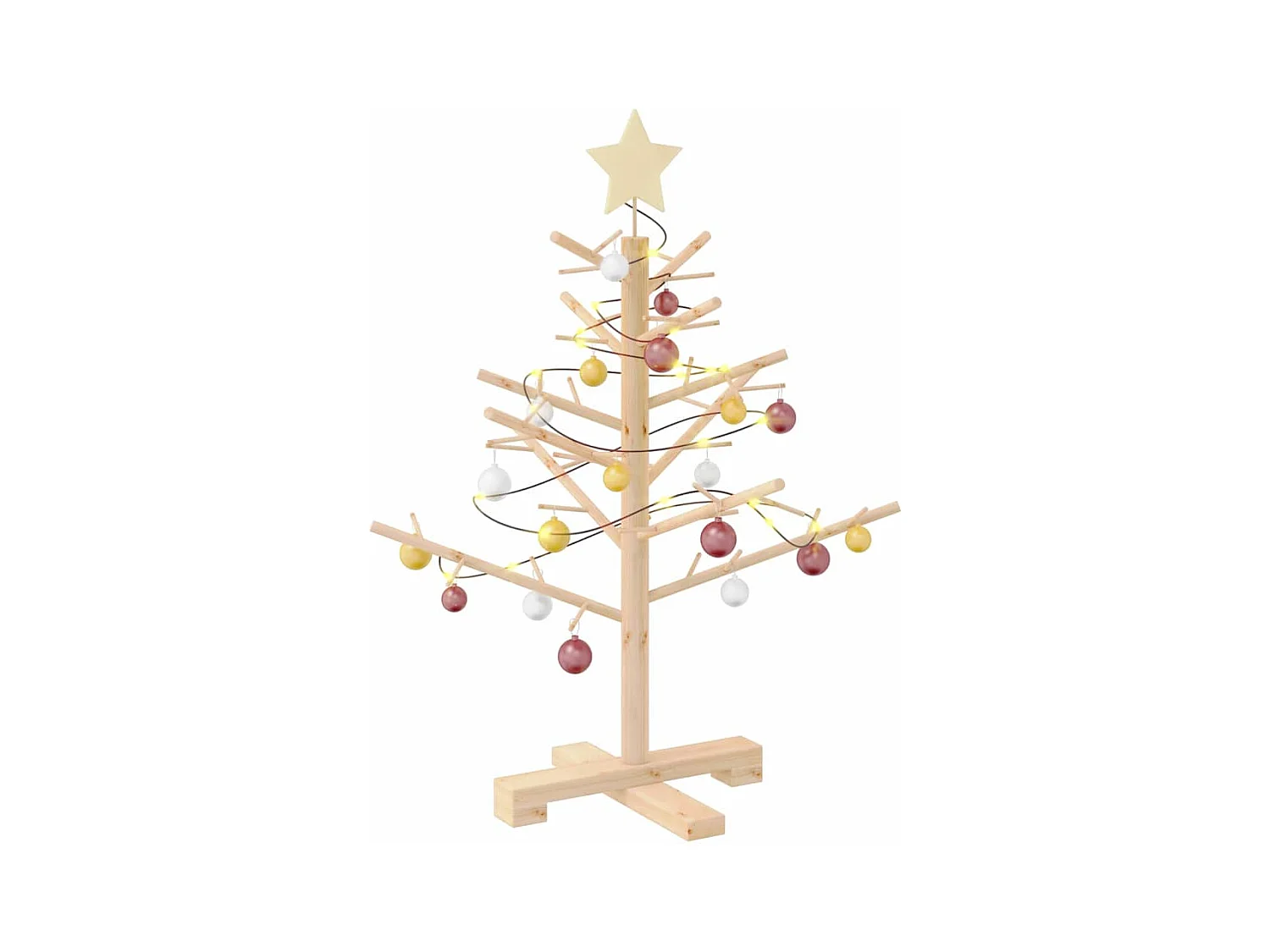 Arbre de Noël en bois Naturel 75 cm Bois massif en pin