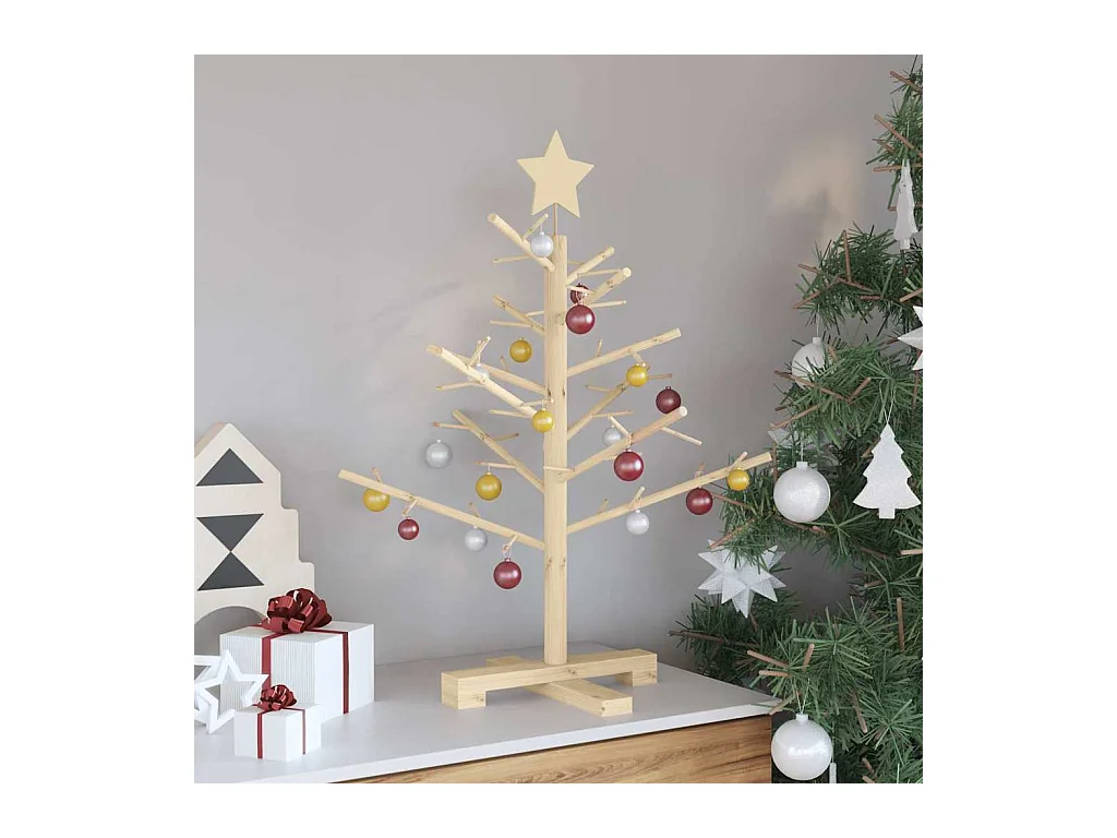 Arbre de Noël en bois Naturel 75 cm Bois massif en pin