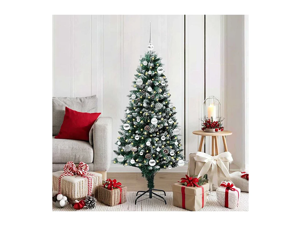 Árbol de Navidad artificial Verde 150 cm PVC y Acero y Plástico