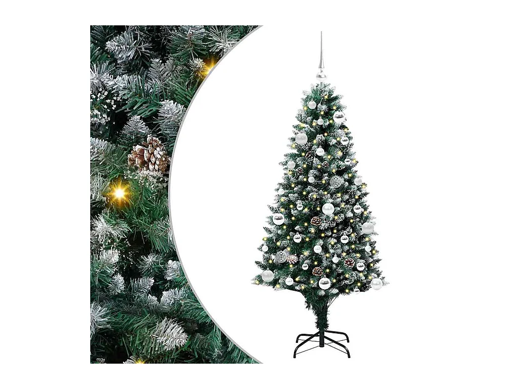 Árbol de Navidad artificial Verde 150 cm PVC y Acero y Plástico