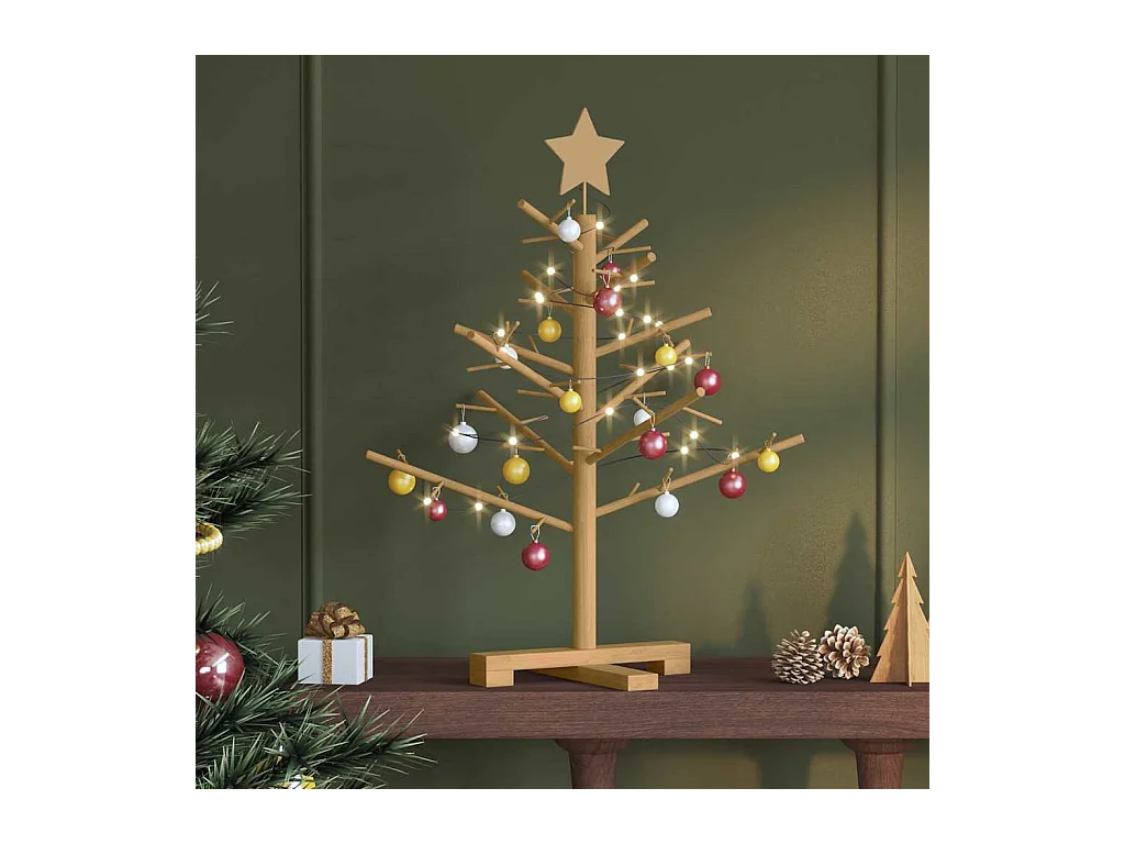 Arbre de Noël en bois Marron 75 cm Bois massif en pin