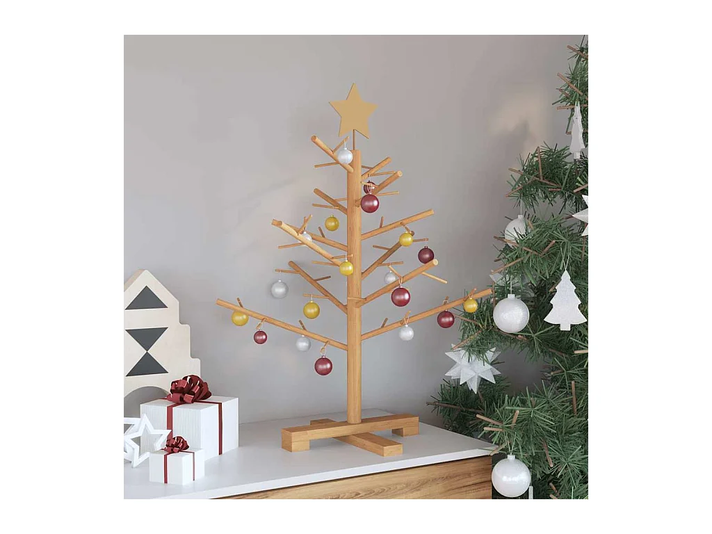 Arbre de Noël en bois Marron 75 cm Bois massif en pin