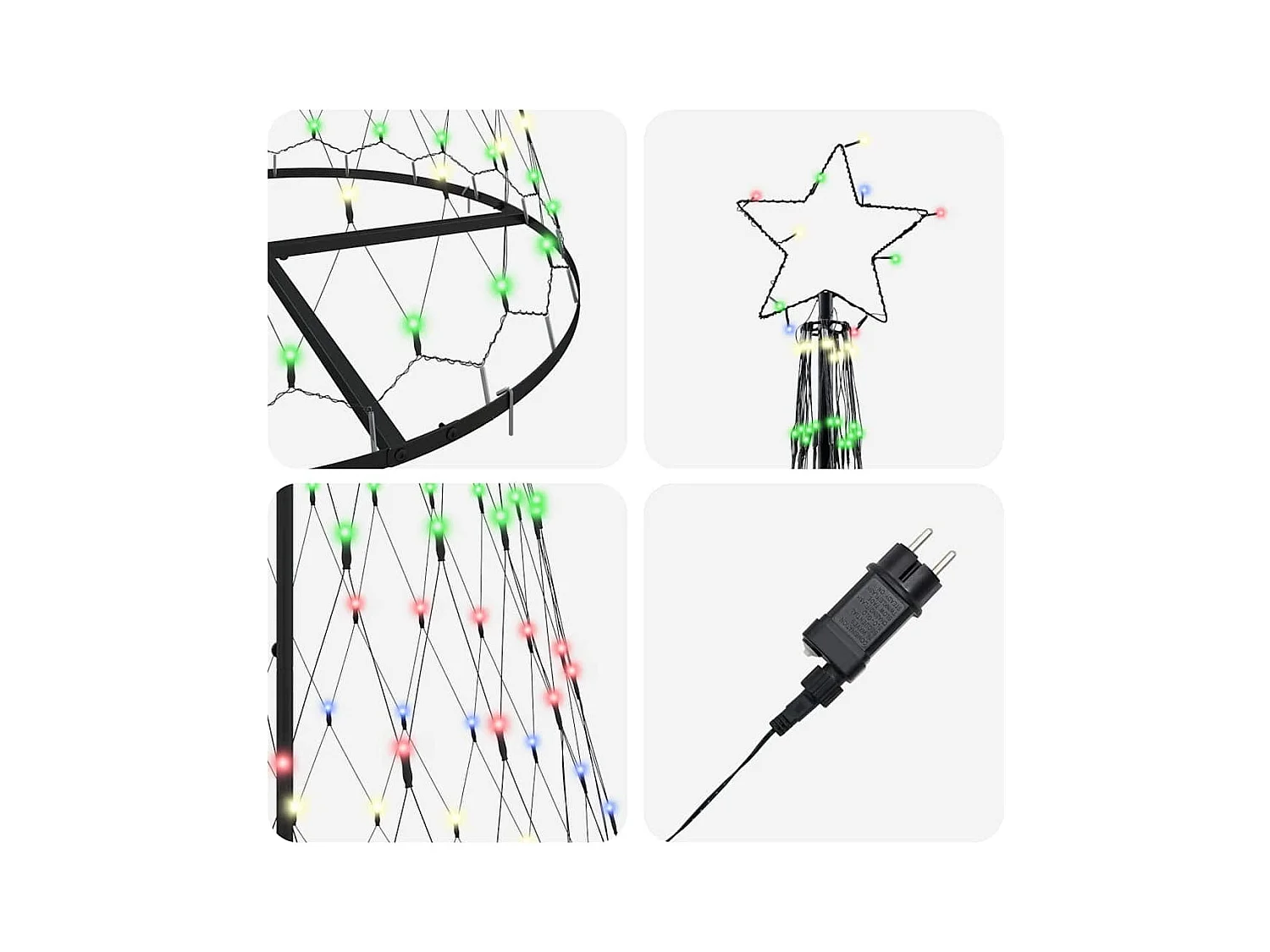 Arbre de Noël LED Multicolore 100 x 100 x 250 cm Métal