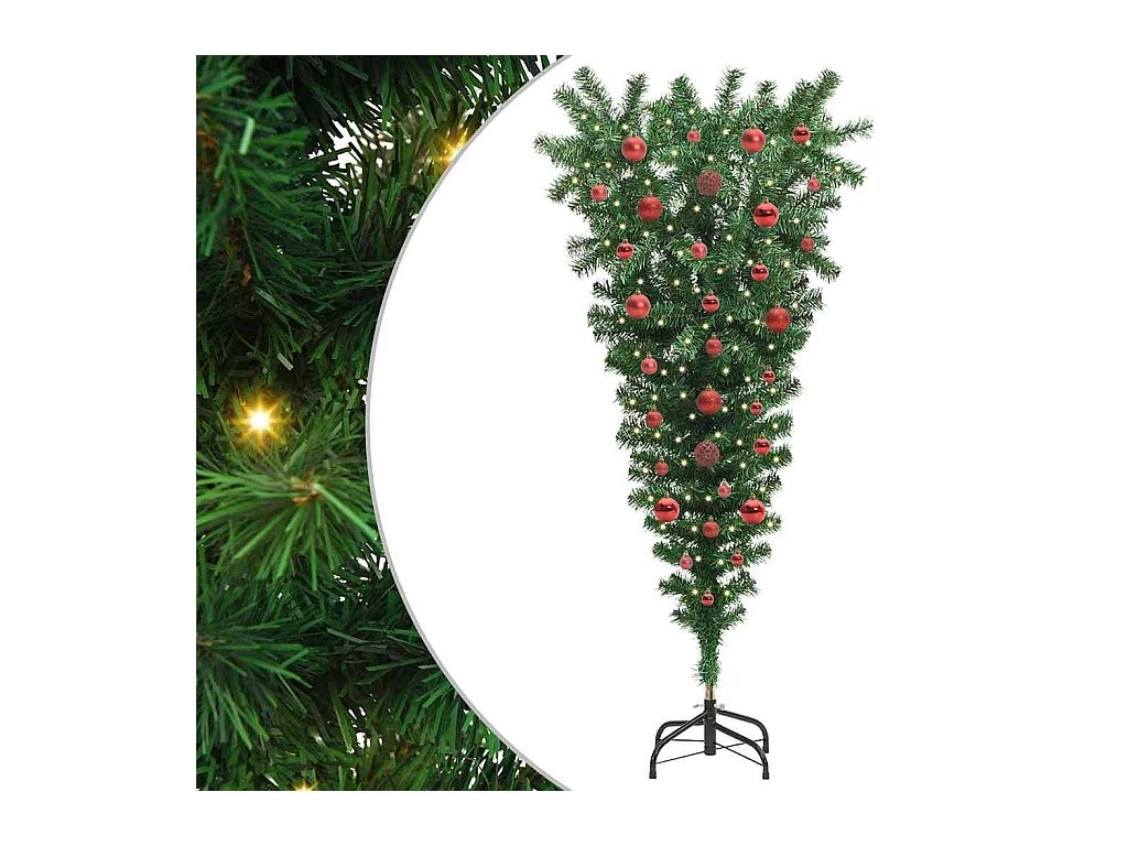 Árbol de Navidad artificial preiluminado invertido con juego de bolas