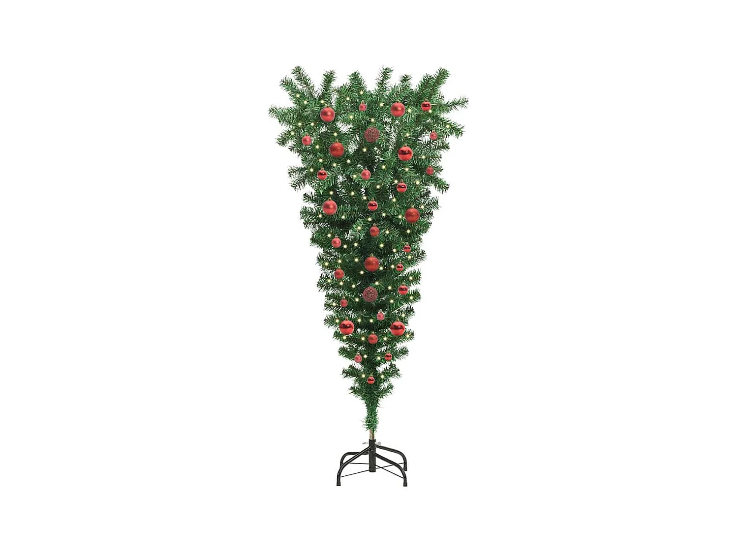 Árbol de Navidad artificial preiluminado invertido con juego de bolas