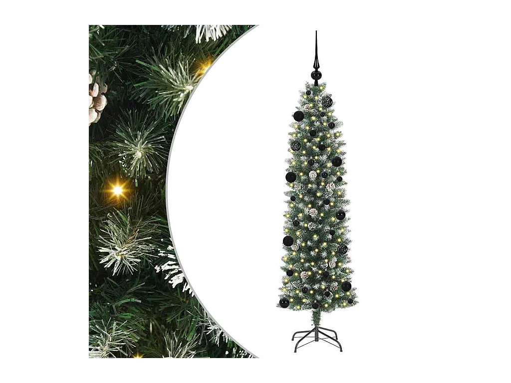 Arbre de Noël artificiel slim avec 150 LED Vert et blanc 150 cm