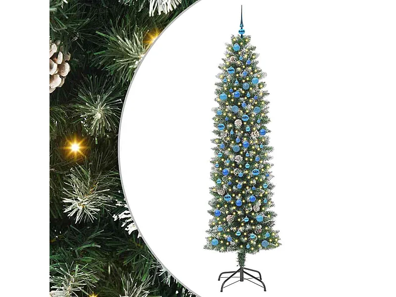 Arbre de Noël artificiel slim avec 300 LED Vert et blanc 240 cm