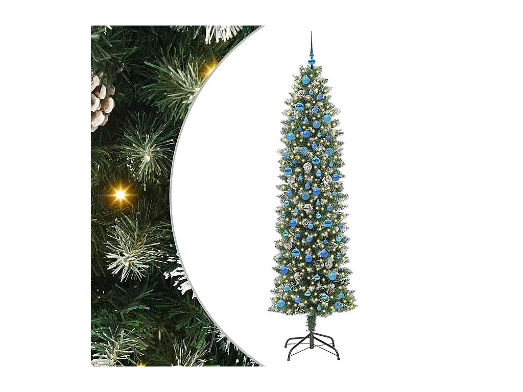 Arbre de Noël artificiel slim avec 300 LED Vert et blanc 240 cm