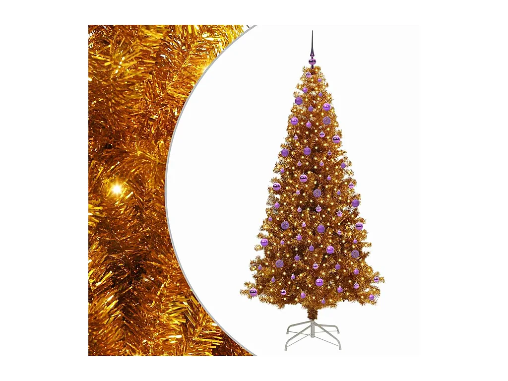 Sapin de Noël avec 300 LED avec support Doré 210 cm PET