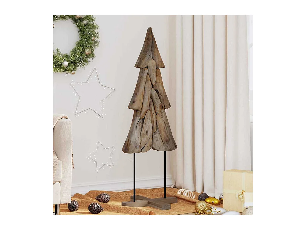 Kerstboom met standaard Bruin 120 cm Massief teakhout